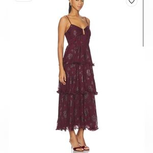 Astr Lupin Wine Floral Print Dress